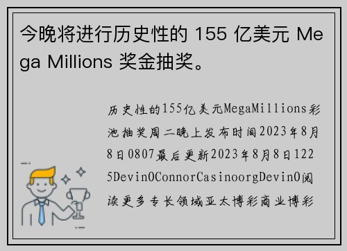 今晚将进行历史性的 155 亿美元 Mega Millions 奖金抽奖。